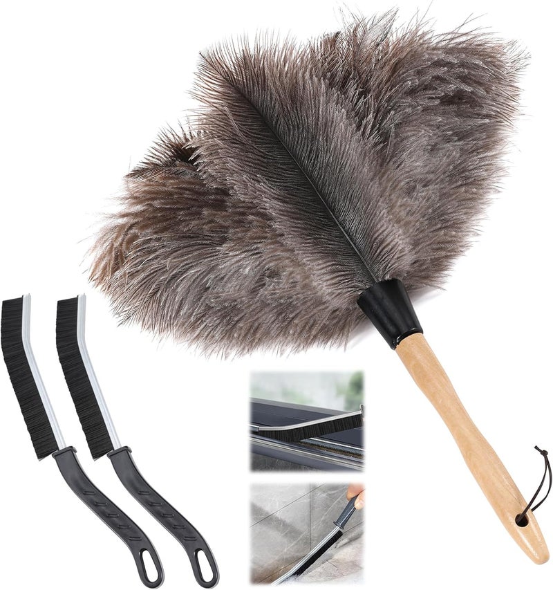 Soarer Ostrich Feather Duster - 14 inches Fluffy Handle Reusable Feather Duster 2pcs Cleaning Brush for Cleaning Supplies,Ceiling Fan, Crafts, Blinds, Furniture - Image 1